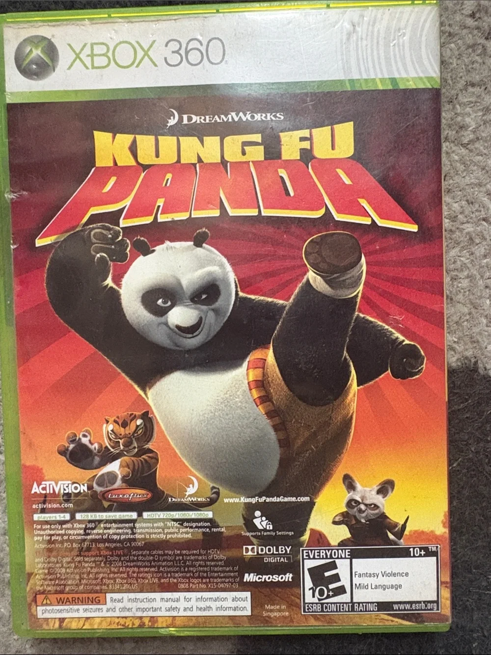 xbox 360 Indiana Jones and kung fu panda combo game